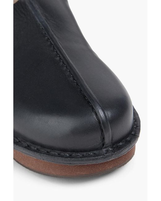 Brunello Cucinelli Black Bead-embellished Leather Slingback Clogs