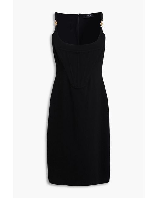 Versace Black Embellished Crepe Dress