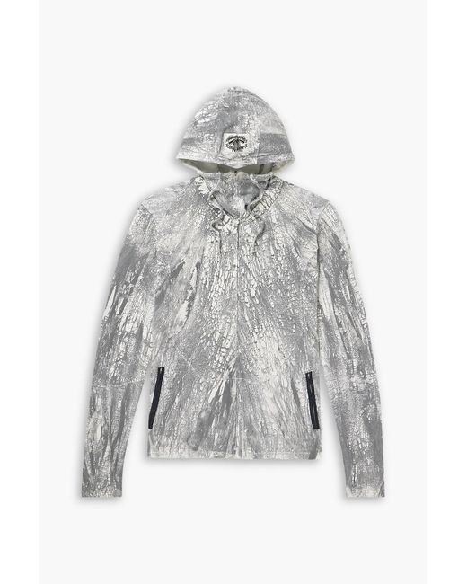 Acne Gray Appliquéd Printed Cotton-Jersey Zip-Up Hoodie for men