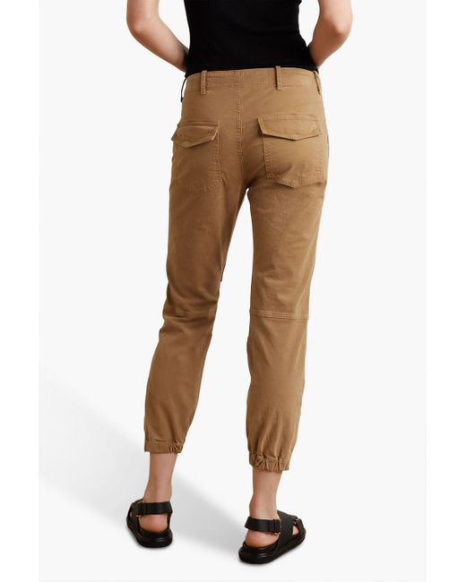 Nili Lotan Brown Cropped Stretch-cotton Twill Tapered Pants
