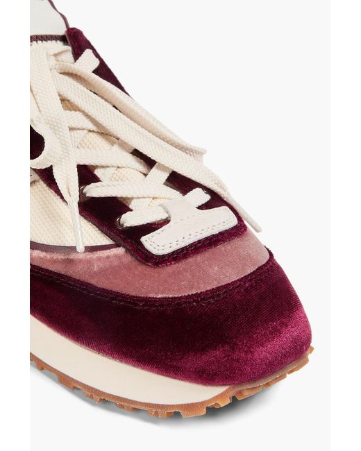 Zimmermann Pink Color-block Velvet And Stretch-knit Sneakers