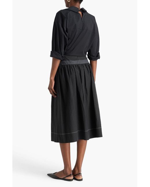 Claudie Pierlot Black Lyocell And Cotton-blend Poplin Midi Skirt