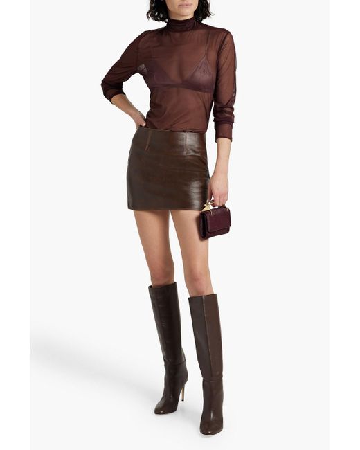 16Arlington Brown Haile Leather Mini Skirt