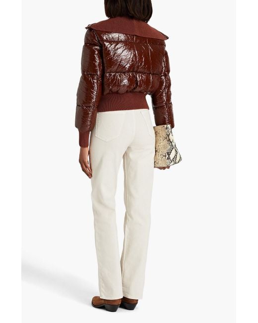 Zimmermann Brown Quilted Faux Patent-leather Down Jacket