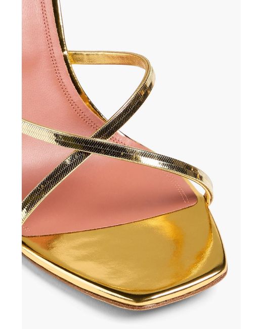 AMINA MUADDI Metallic Henson Mirrored-Leather Mules