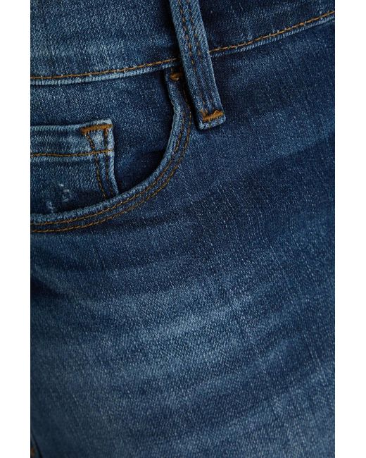 FRAME Blue Distressed Denim Shorts
