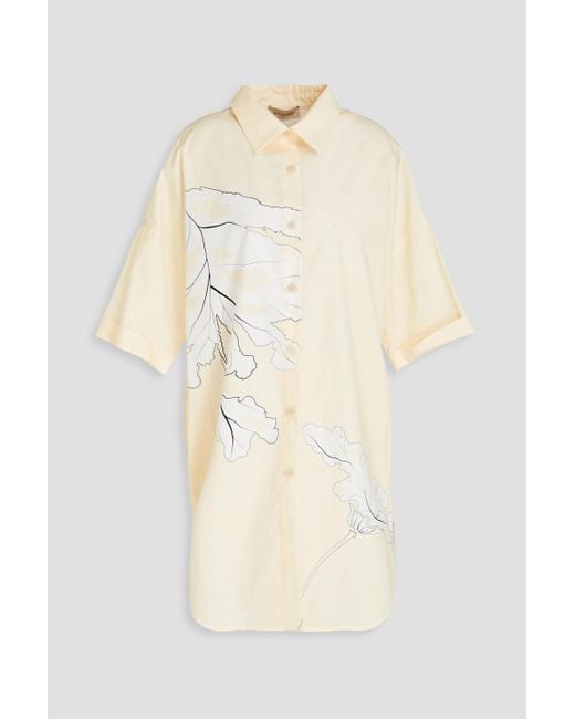 Gentry Portofino Natural Oversized Printed Cotton-poplin Shirt Dress