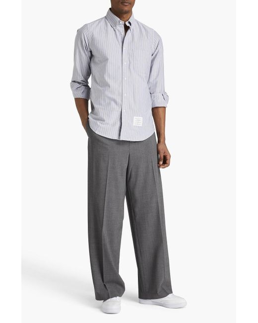 Thom Browne White Striped Cotton-oxford Shirt for men