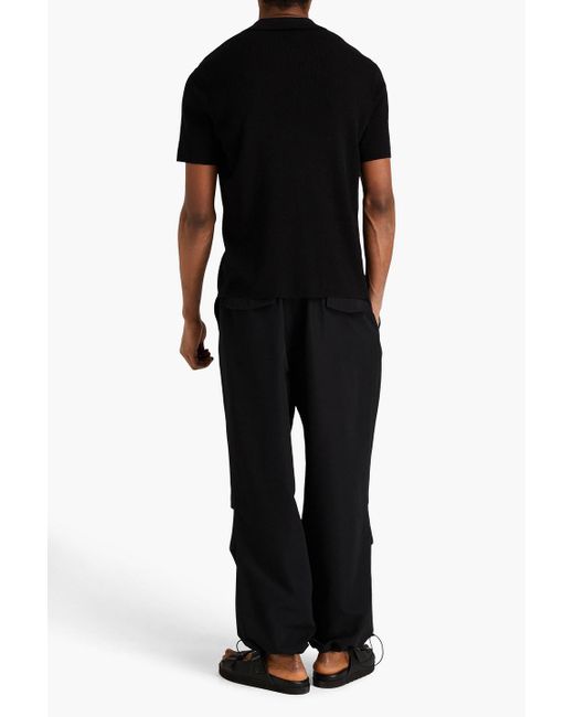 James Perse Black Ribbed Linen-blend Polo Shirt for men