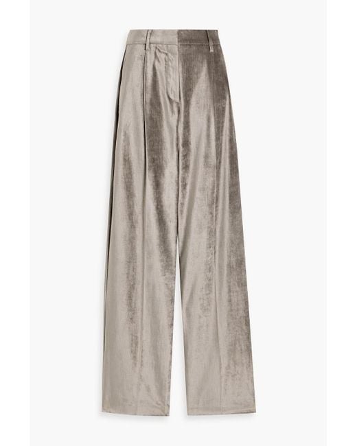 Brunello Cucinelli Gray Hose mit geradem bein aus samt aus einer baumwollmischung