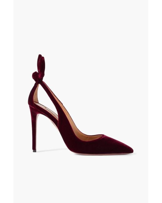 Aquazzura Red Bow Tie 105 Velvet Pumps