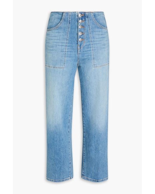 Veronica Beard Blue Crosbie jeans mit weitem bein und hoher taille in cropped-passform