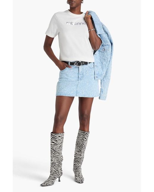 Rabanne Blue Minirock aus denim in distressed-optik