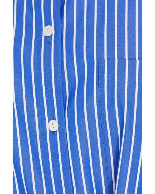 Theory Blue Striped Cotton-poplin Mini Shirt Dress