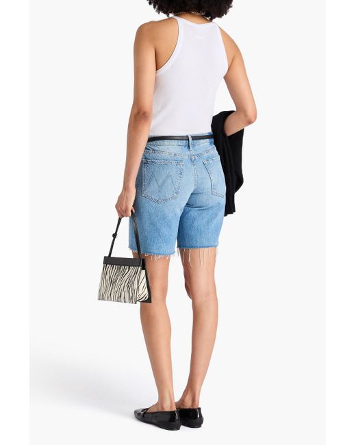 Mother Blue Jeansshorts mit fransen