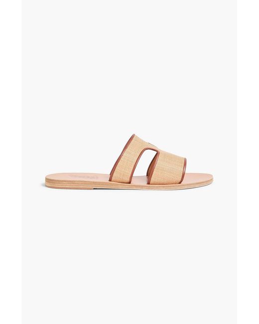 Ancient Greek Sandals Natural Apteros Leather-trimmed Raffia Sandals