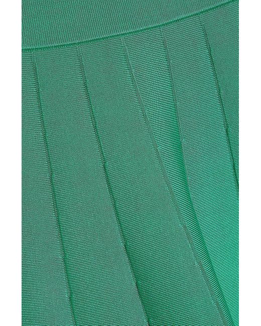 Hervé Léger Green Ausgestelltes minikleid aus stretch-strick