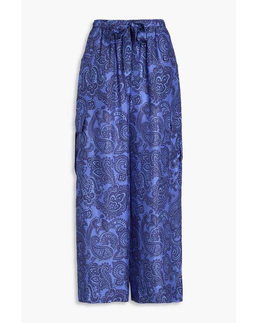 Zimmermann Blue Paisley-Print Silk-Habotai Cargo Pants