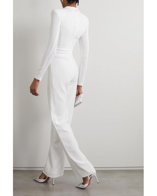 Talbot Runhof White Wrap-effect Crepe Jumpsuit