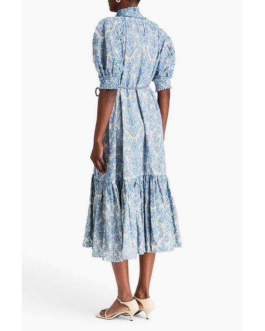 Zimmermann Blue Wylie Fil Coupé Cotton Midi Dress