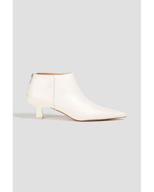 Ganni White Leather Ankle Boots