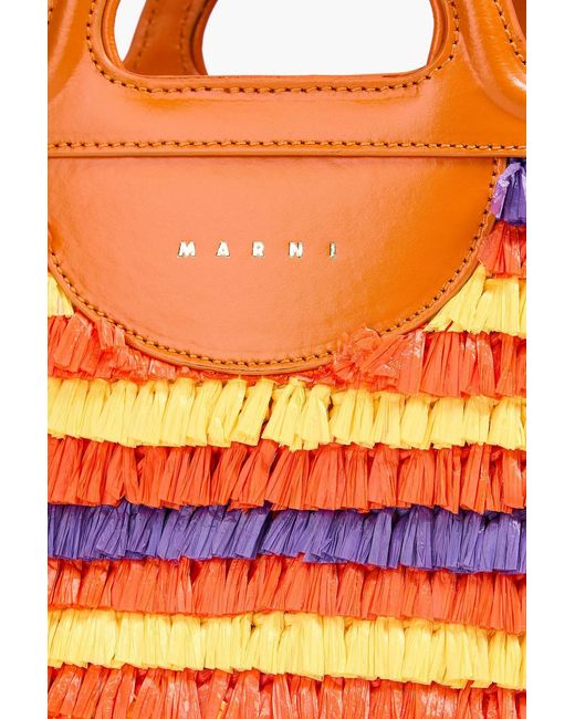 Marni Orange Tropicalia Leather-Trimmed Faux Raffia Bucket Bag