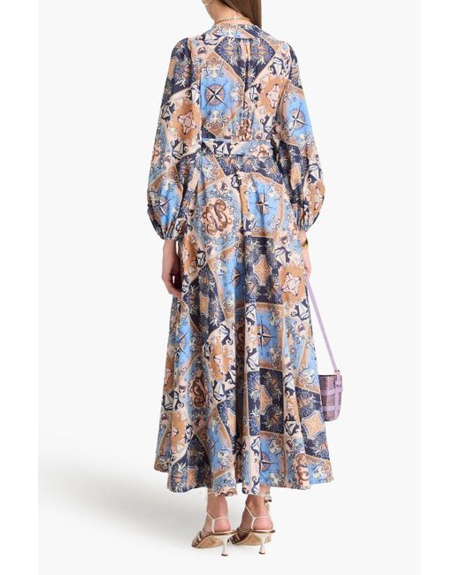 Zimmermann Multicolor Patchwork-effect Printed Cotton-voile Midi Wrap Dress