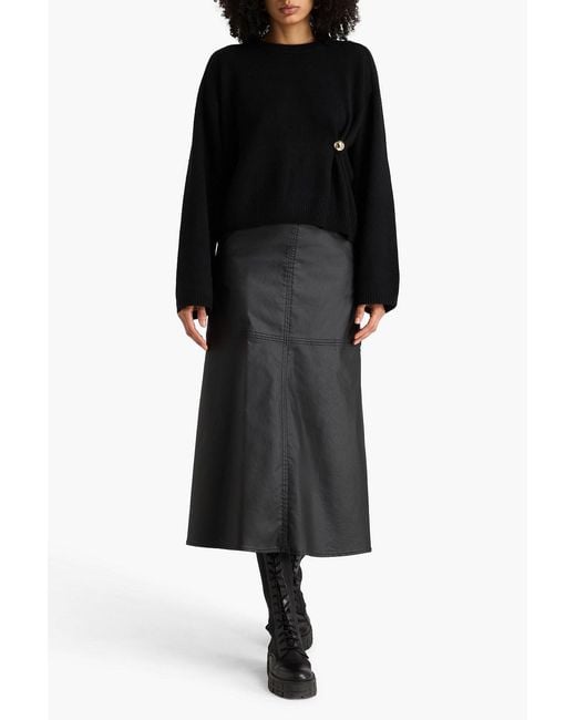 Loulou de Saison Black Bill Embellished Cashmere Sweater