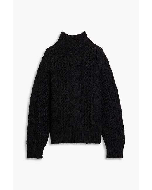 IRO Black Fiby Open And Cable-knit Alpaca-blend Turtleneck Sweater