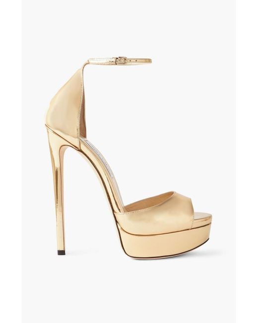 Jimmy Choo Metallic Max 150 Leather Platform Sandals