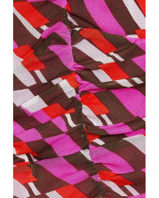 Diane von Furstenberg Red Annalise Printed Stretch-mesh And Jersey Mini Dress