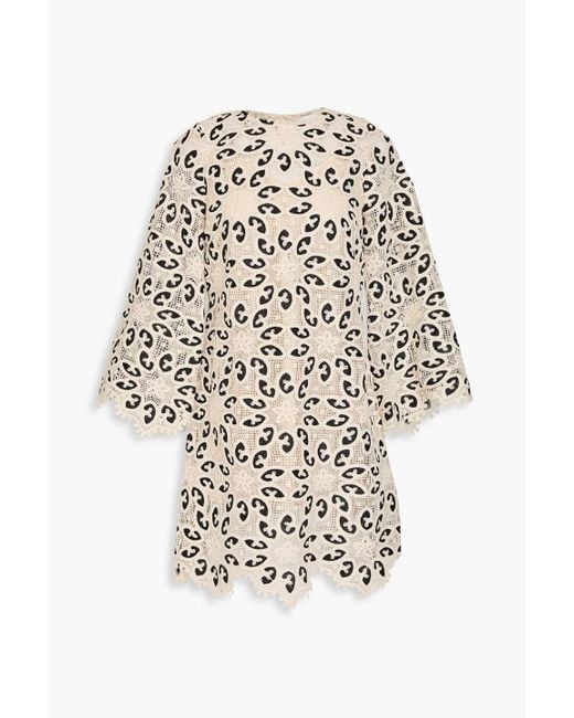 Zimmermann White Scalloped Cotton-Blend Guipure Lace Mini Dress