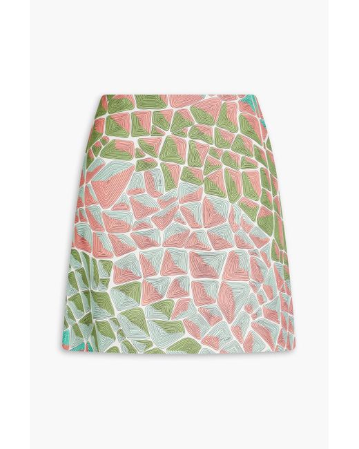 Emilio Pucci Green Printed Cotton And Linen-blend Mini Skirt