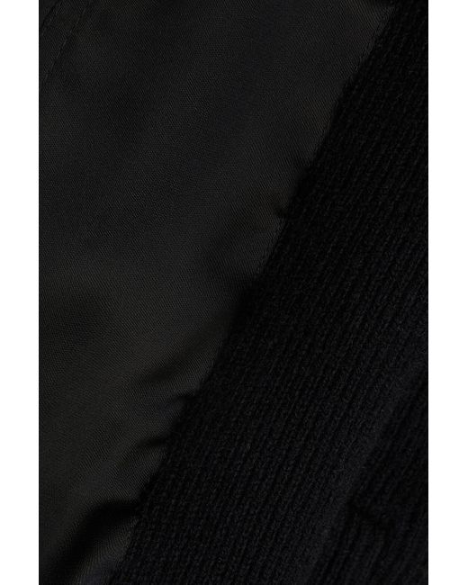 Brunello Cucinelli Black Satin-paneled Cashmere Zip-up Cardigan