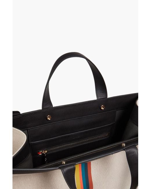 Paul Smith Black Leather-trimmed Striped Canvas Tote for men