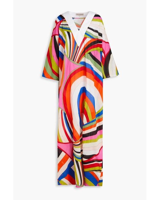 Emilio Pucci Red Printed Cotton-mousseline Kaftan