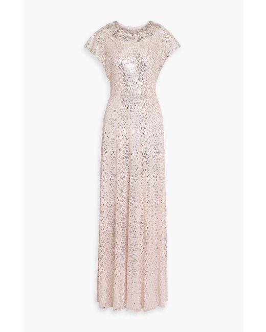 Jenny Packham Pink Elite Embellished Tulle Gown