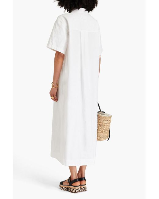 REMAIN Birger Christensen White Cotton-poplin Midi Shirt Dress