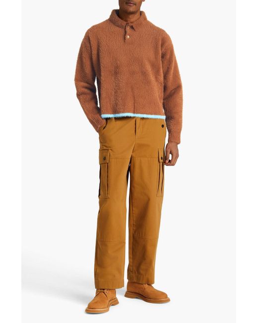Jacquemus Brown Neve Brushed Knitted Polo Sweater for men