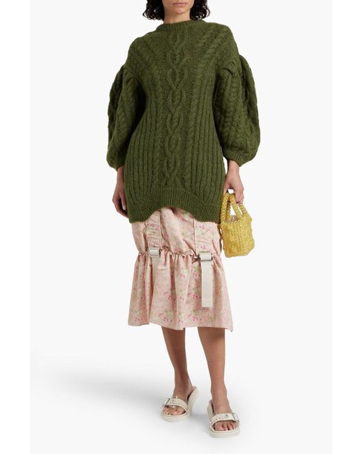 Simone Rocha Green Cable-knit Alpaca-blend Sweater