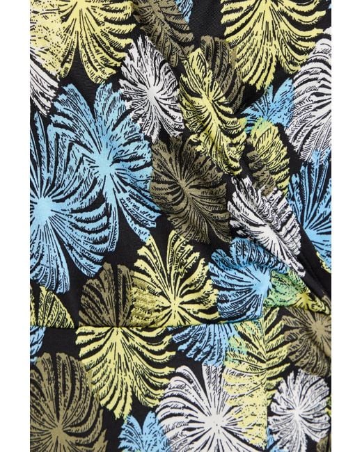 Diane von Furstenberg Green Saavya Wrap-Effect Printed Jersey Maxi Dress