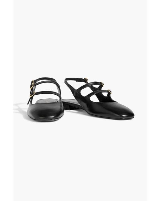 Stuart Weitzman Black Benni slingback-mary-jane-ballerinas aus leder