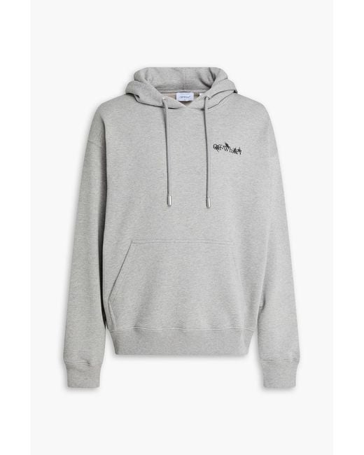 Off-White c/o Virgil Abloh Gray Flower Arrow Printed French Cotton-Terry Hoodie for men