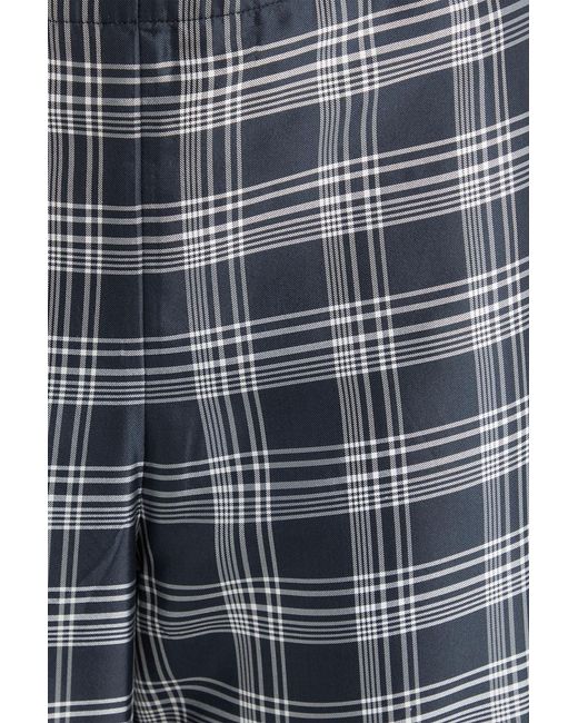 Theory Gray Checked Silk-twill Wide-leg Pants