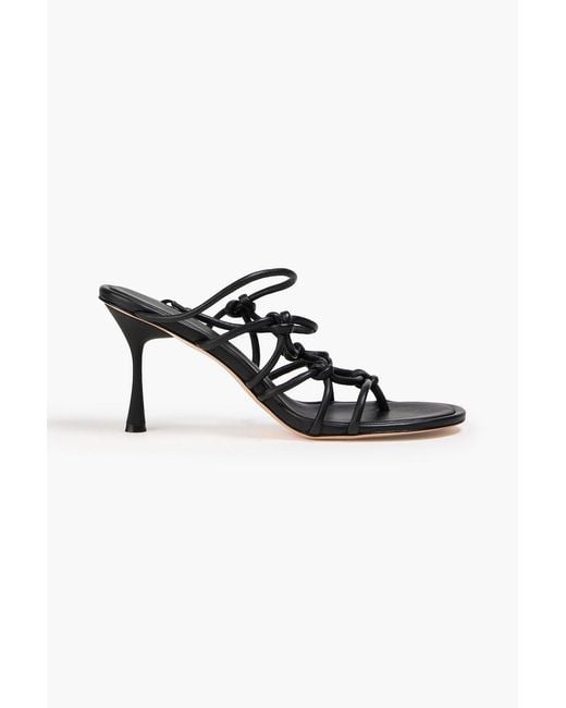 STUDIO AMELIA Black Net 90 Knotted Leather Mules