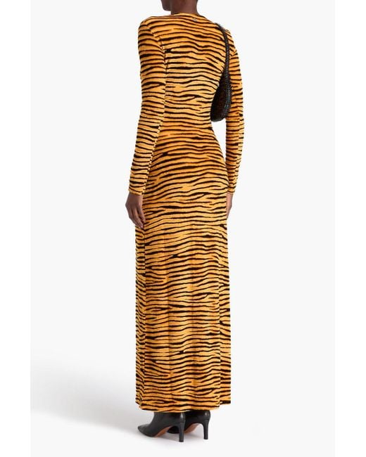 Rabanne Metallic Tiger-Print Devoré-Velvet Maxi Dress