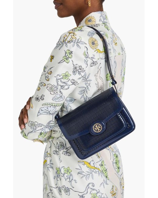 Tory Burch Blue Robinson Leather Shoulder Bag