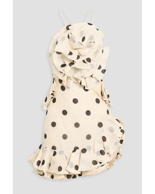 Zimmermann Natural Crush Polka Dot Ruffle Minidress