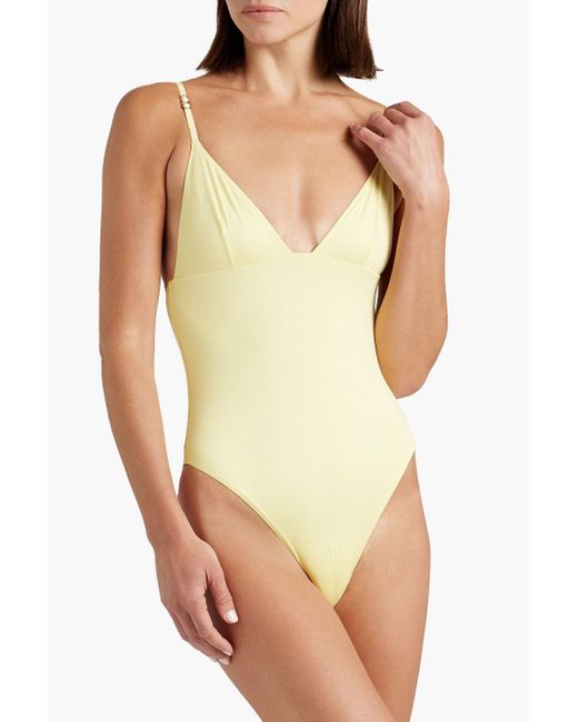 Stella McCartney Yellow Logo-appliquéd Swimsuit