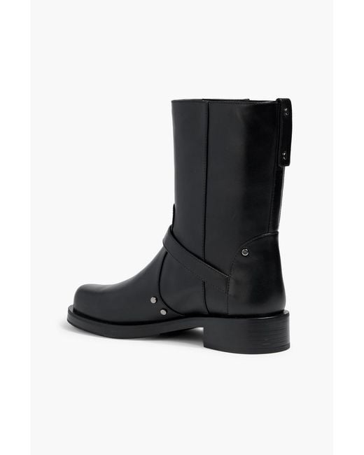 Stuart Weitzman Black Maverick Buckled Leather Ankle Boots